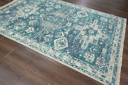 Multi Size Turquoise, Gray Hand Knotted Arts & Crafts 100% Wool Turkish Oushak Traditional Oriental Area Rug