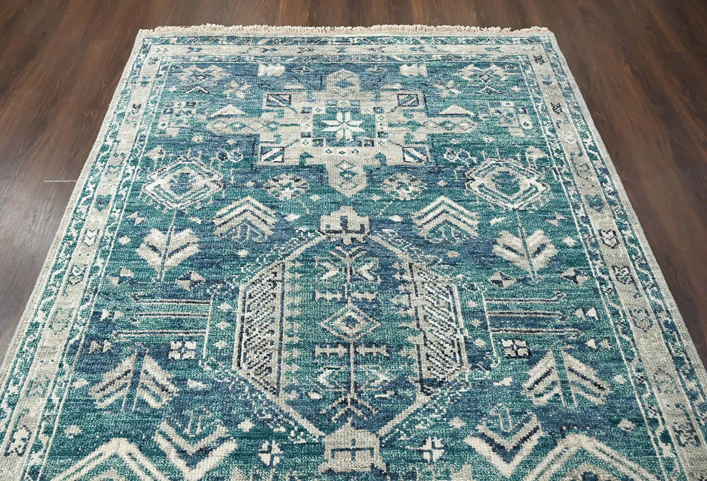 Multi Size Turquoise, Gray Hand Knotted Arts & Crafts 100% Wool Turkish Oushak Traditional Oriental Area Rug