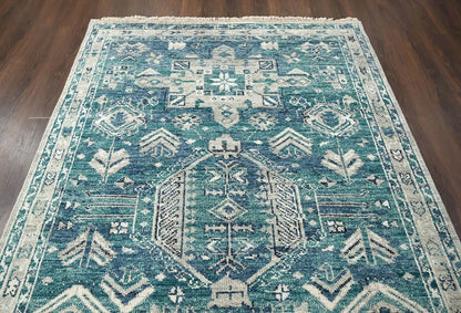 Multi Size Turquoise, Gray Hand Knotted Arts & Crafts 100% Wool Turkish Oushak Traditional Oriental Area Rug
