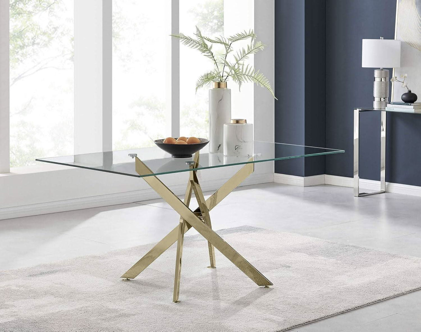 Leonardo Gold Glass Top Dining Table Modern Premium