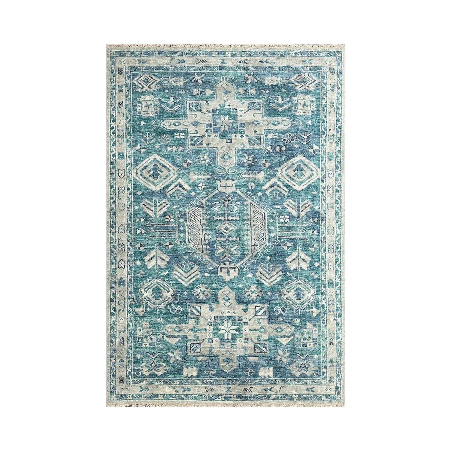 Multi Size Turquoise, Gray Hand Knotted Arts & Crafts 100% Wool Turkish Oushak Traditional Oriental Area Rug